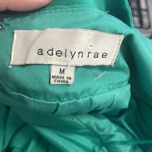 Adelyn Rae Emerald green  pleated surplice neckline high low maxi dress M - Picture 6 of 15